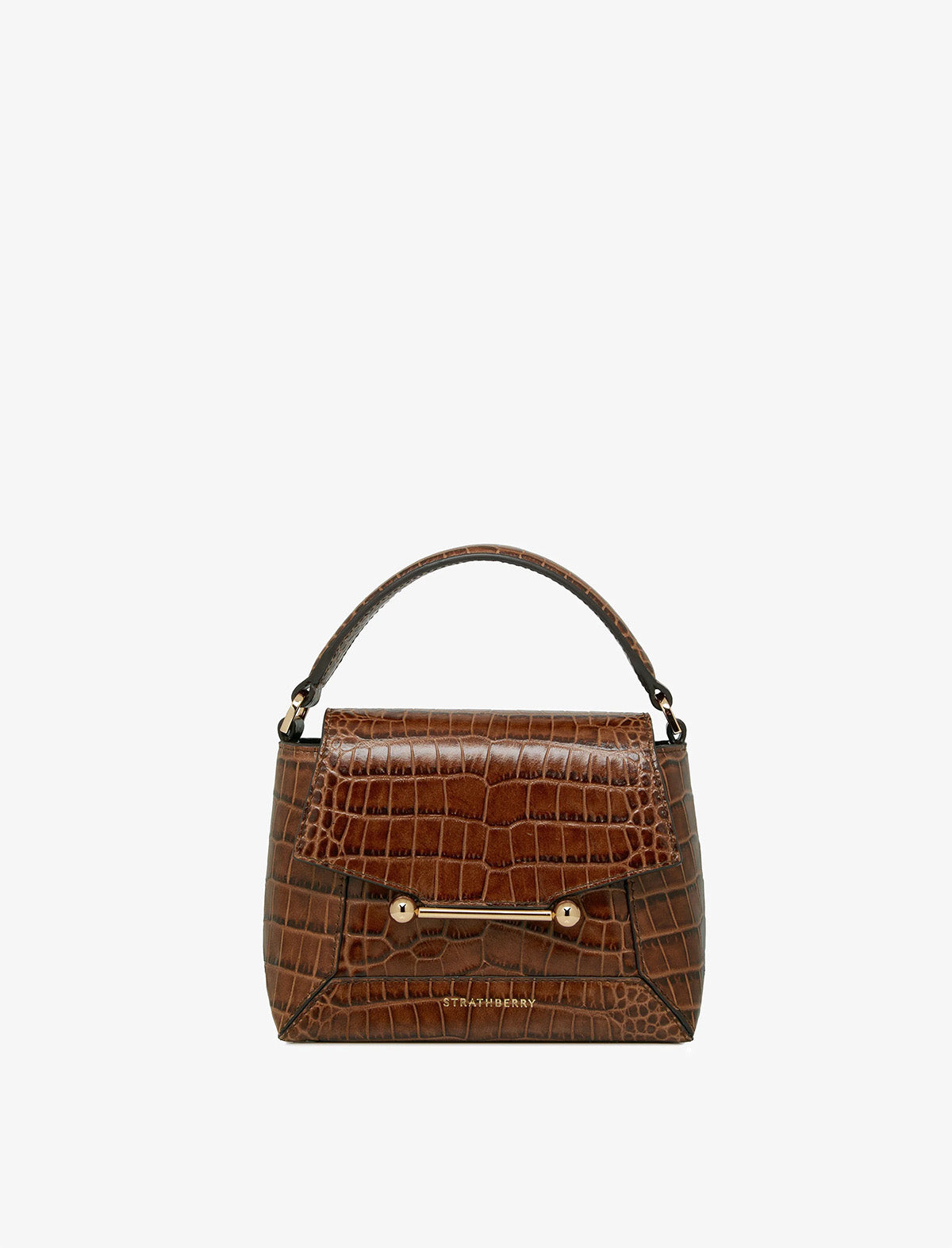 STRATHBERRY Mosaic Nano Bag in Embossed Croc Walnut