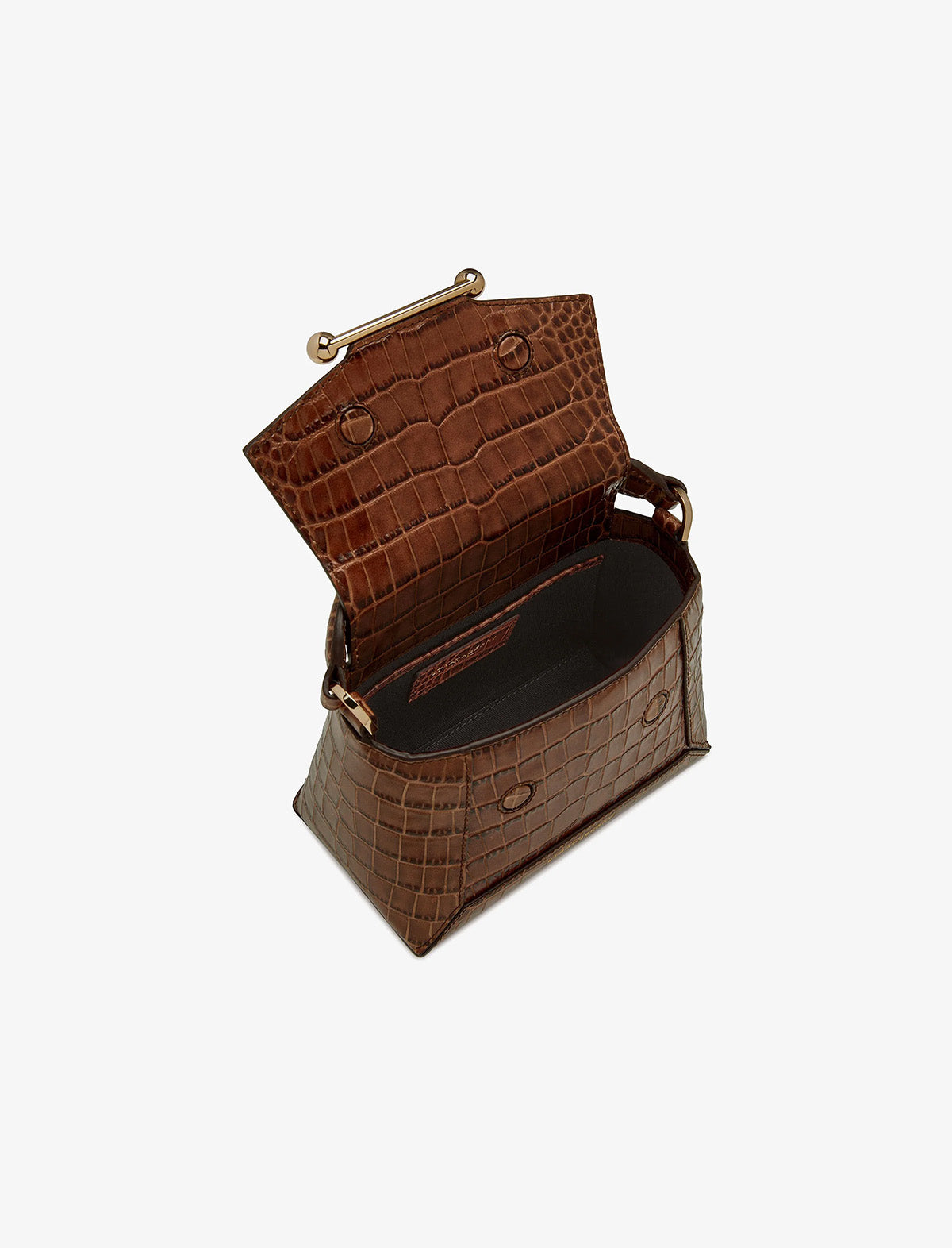 STRATHBERRY Mosaic Nano Bag in Embossed Croc Walnut