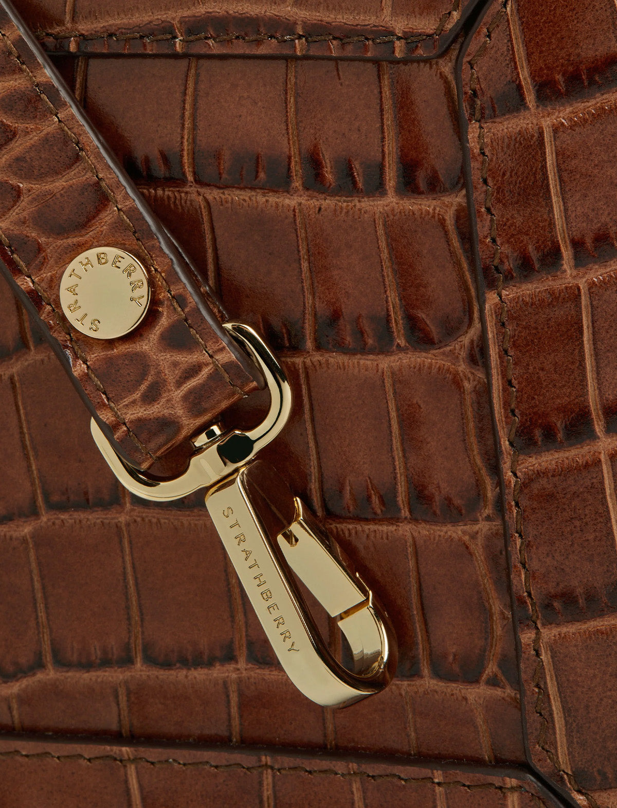 STRATHBERRY Mosaic Nano Bag in Embossed Croc Walnut