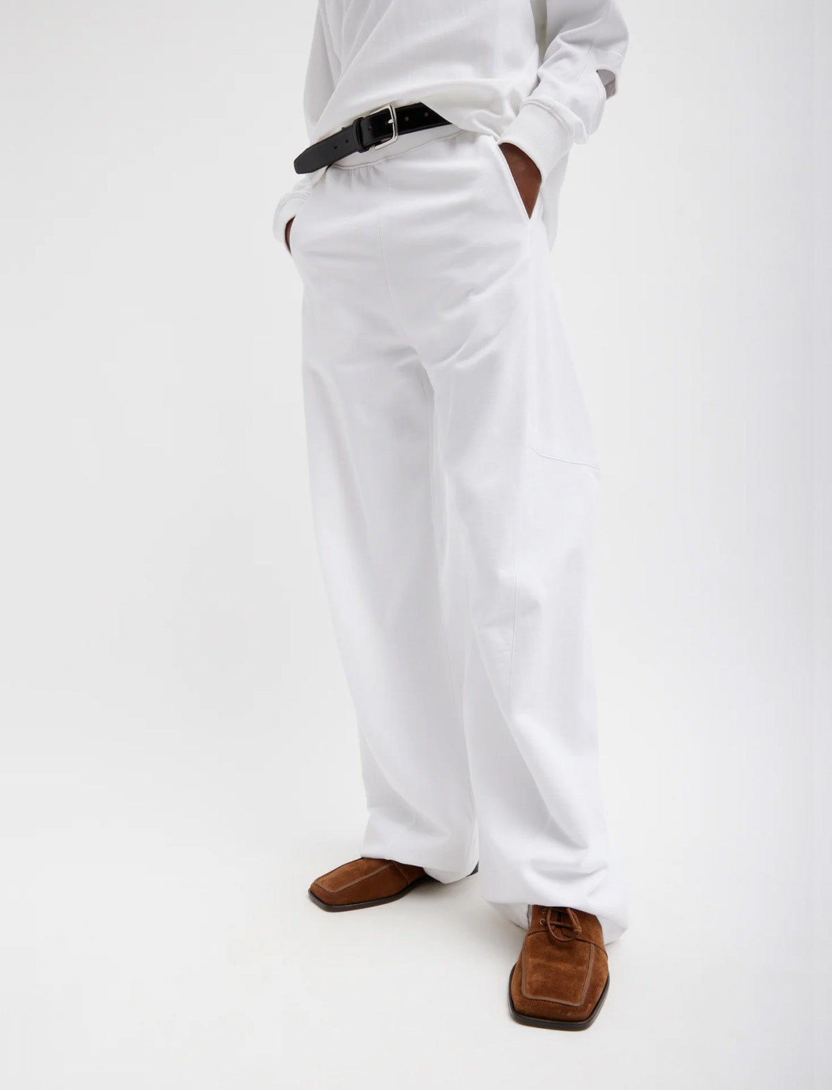 TIBI Summer Sweatshirting Winslow Pant in White