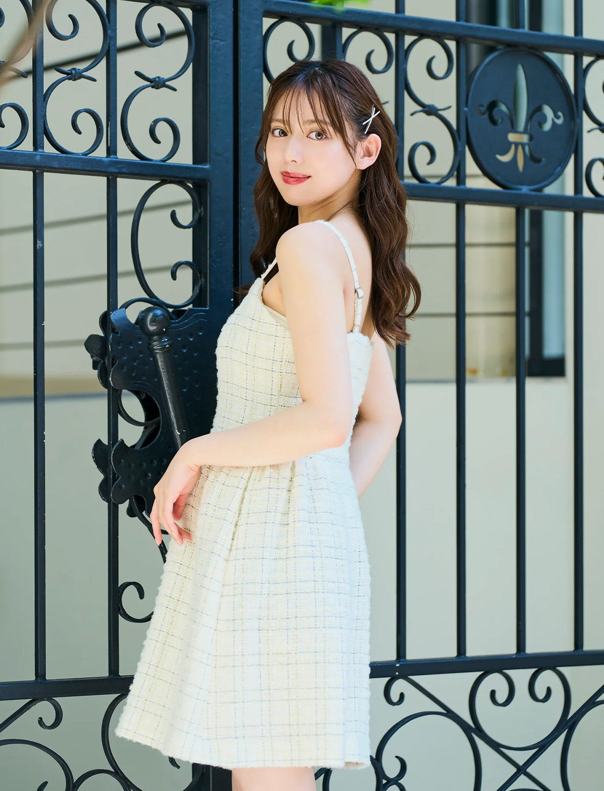 RICORD Tweed Dress in White