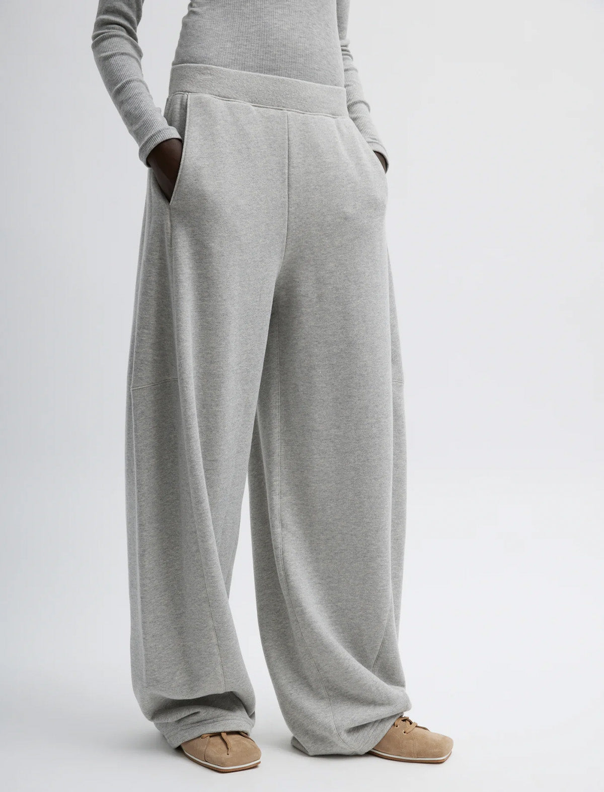 TIBI Winslow Sweatpant in Heather Grey