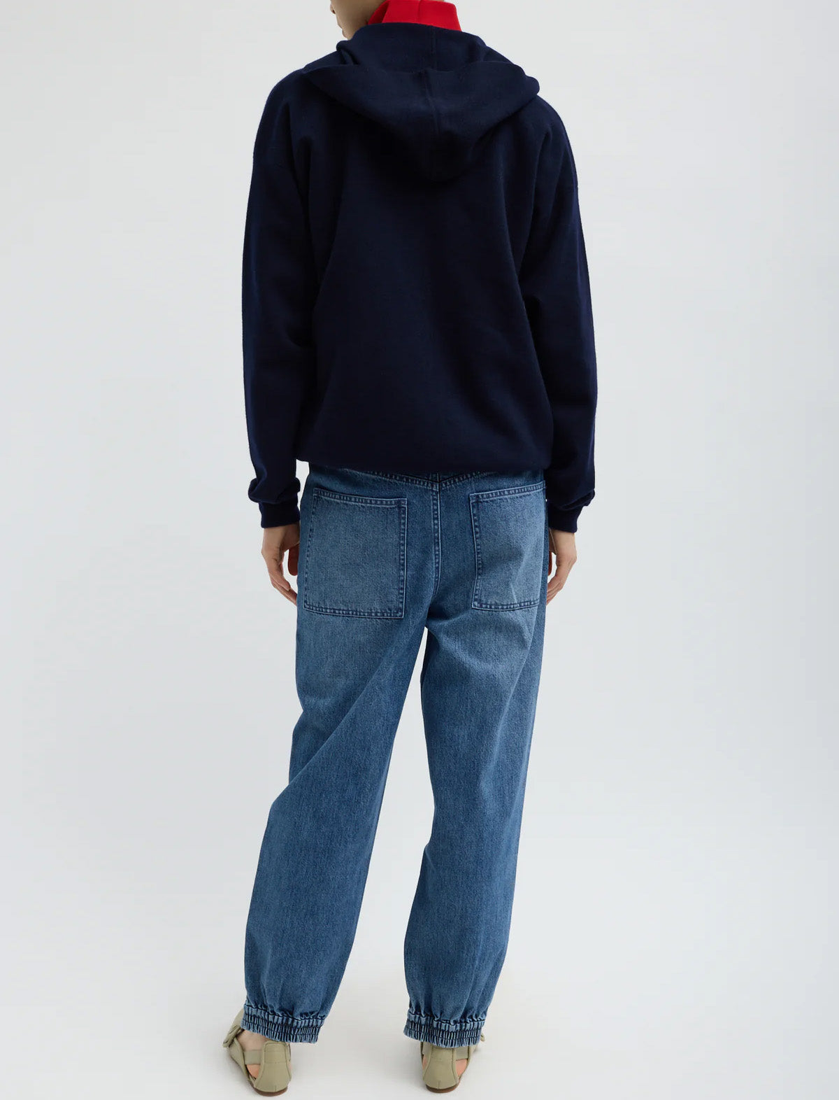 TIBI Zippered Denim Jogger in Classic Blue