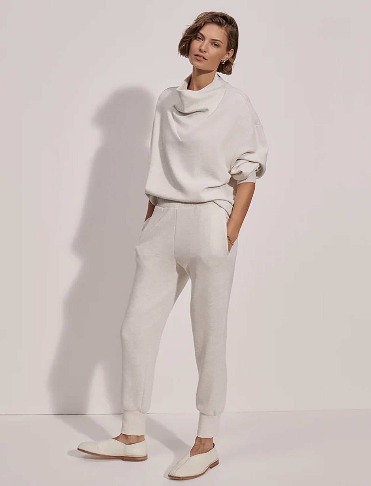 VARLEY DoubleSoft™️ The Slim Cuff Pant 25" in Ivory Marl