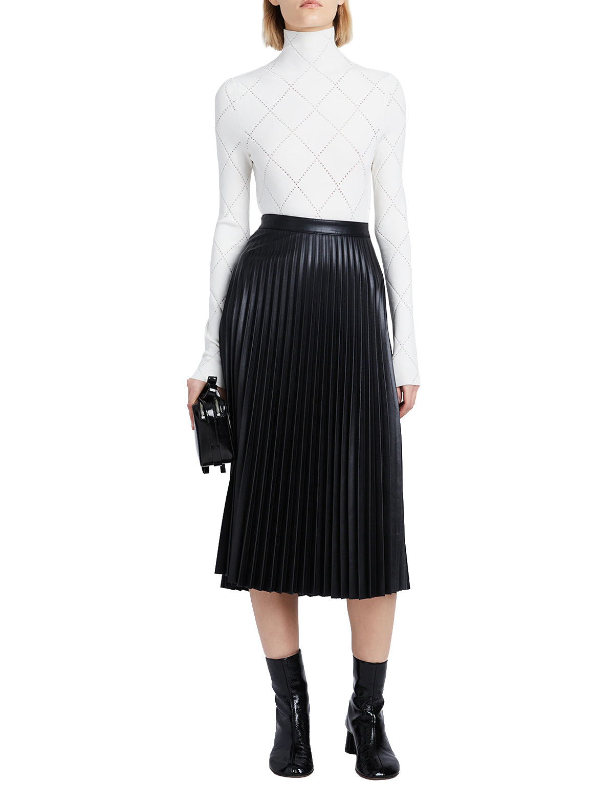 PROENZA SCHOULER WHITE LABEL Faux Leather Pleated Skirt in Black