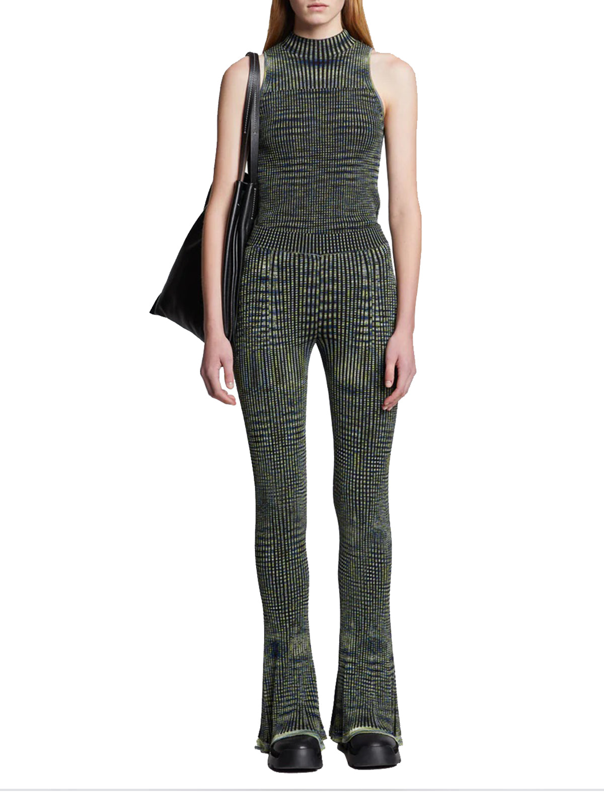 PROENZA SCHOULER WHITE LABEL Ribbed Knit Slim Pants in Space Dye