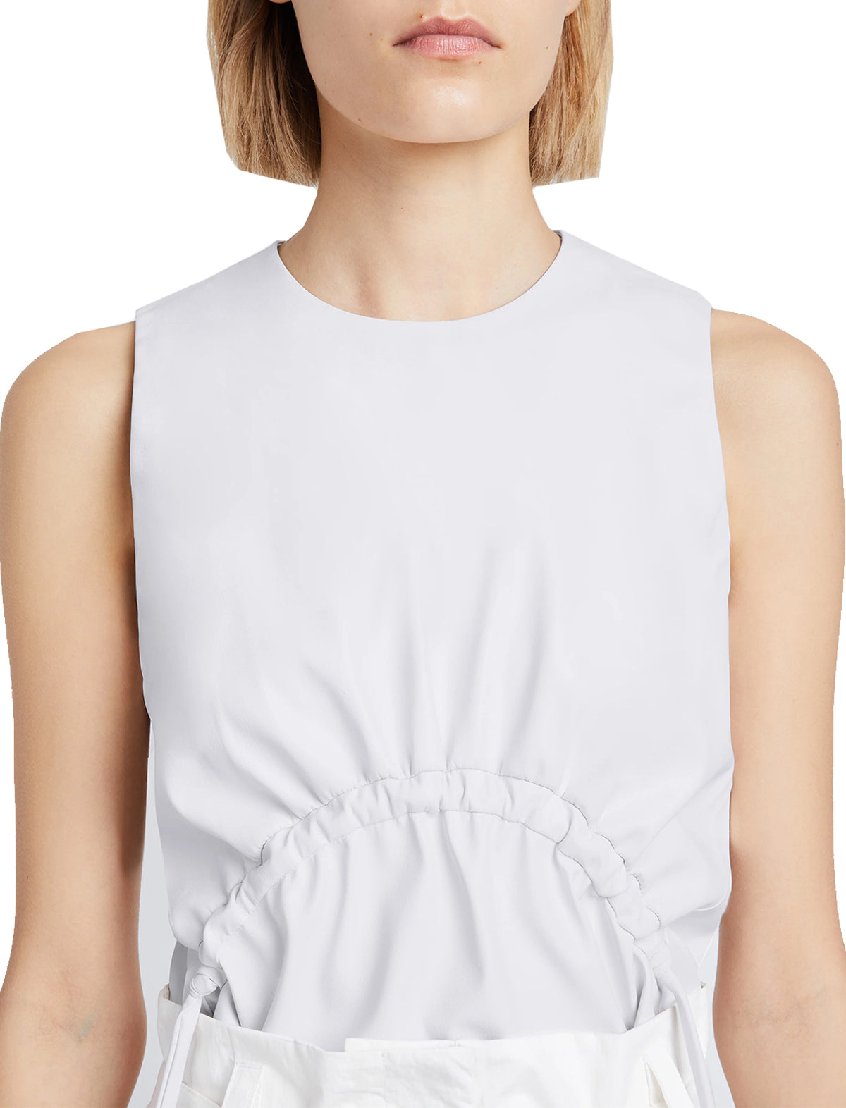 PROENZA SCHOULER WHITE LABEL Faux Leather Drawstring Top in Off White
