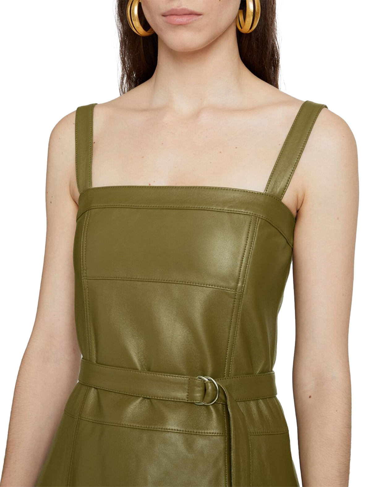 PROENZA SCHOULER WHITE LABEL Leather Belted Dress in Military