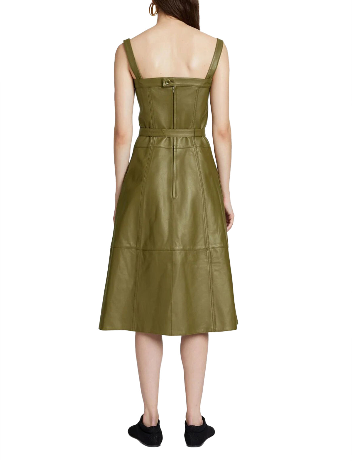 PROENZA SCHOULER WHITE LABEL Leather Belted Dress in Military