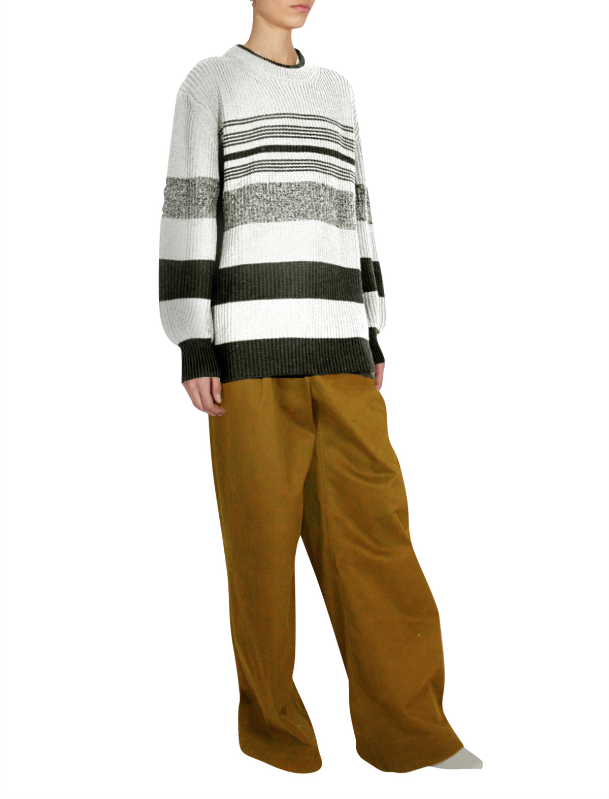 PROENZA SCHOULER WHITE LABEL Lofty Stripe Oversized Sweater in Cream