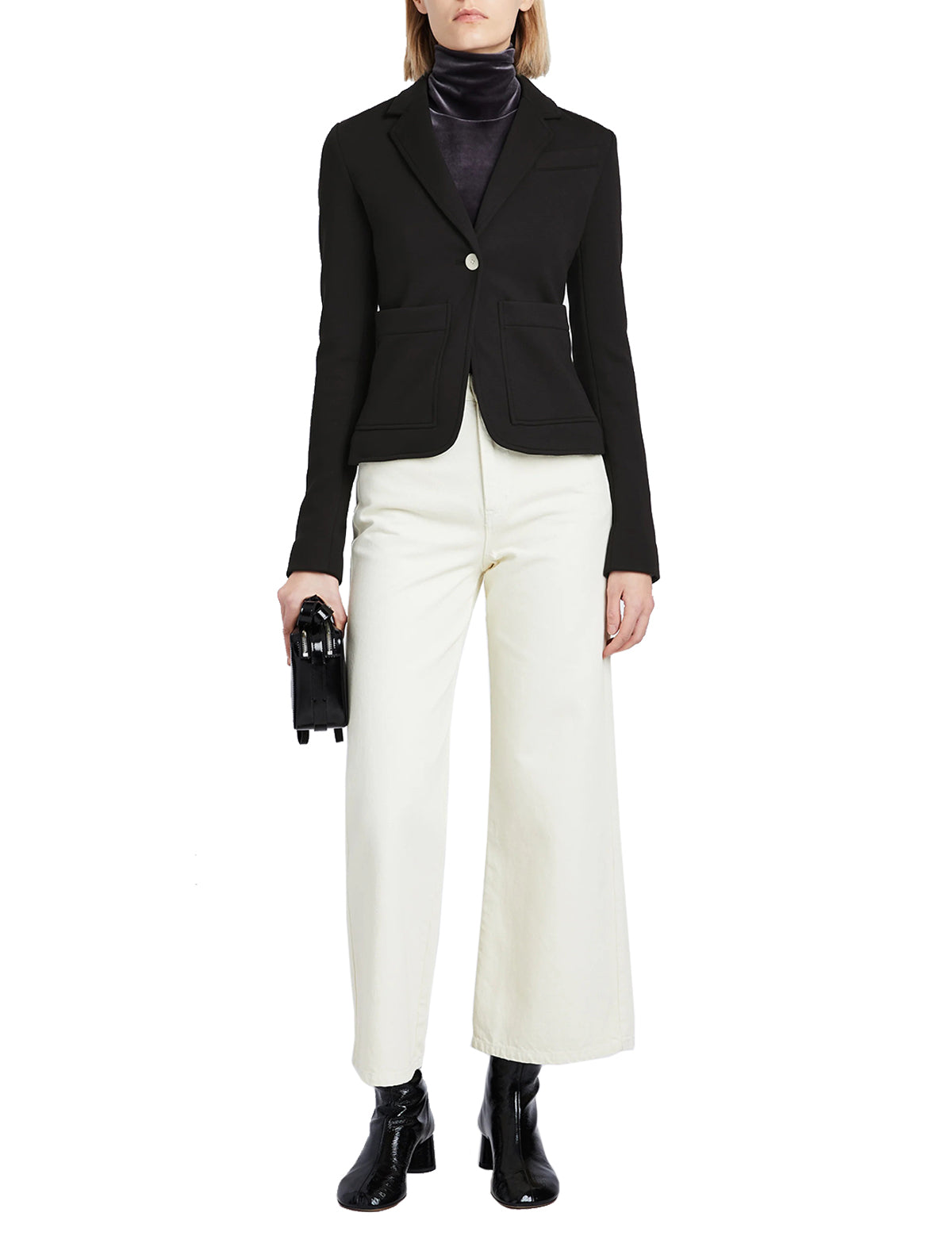 PROENZA SCHOULER WHITE LABEL Jersey Suiting Blazer in Black