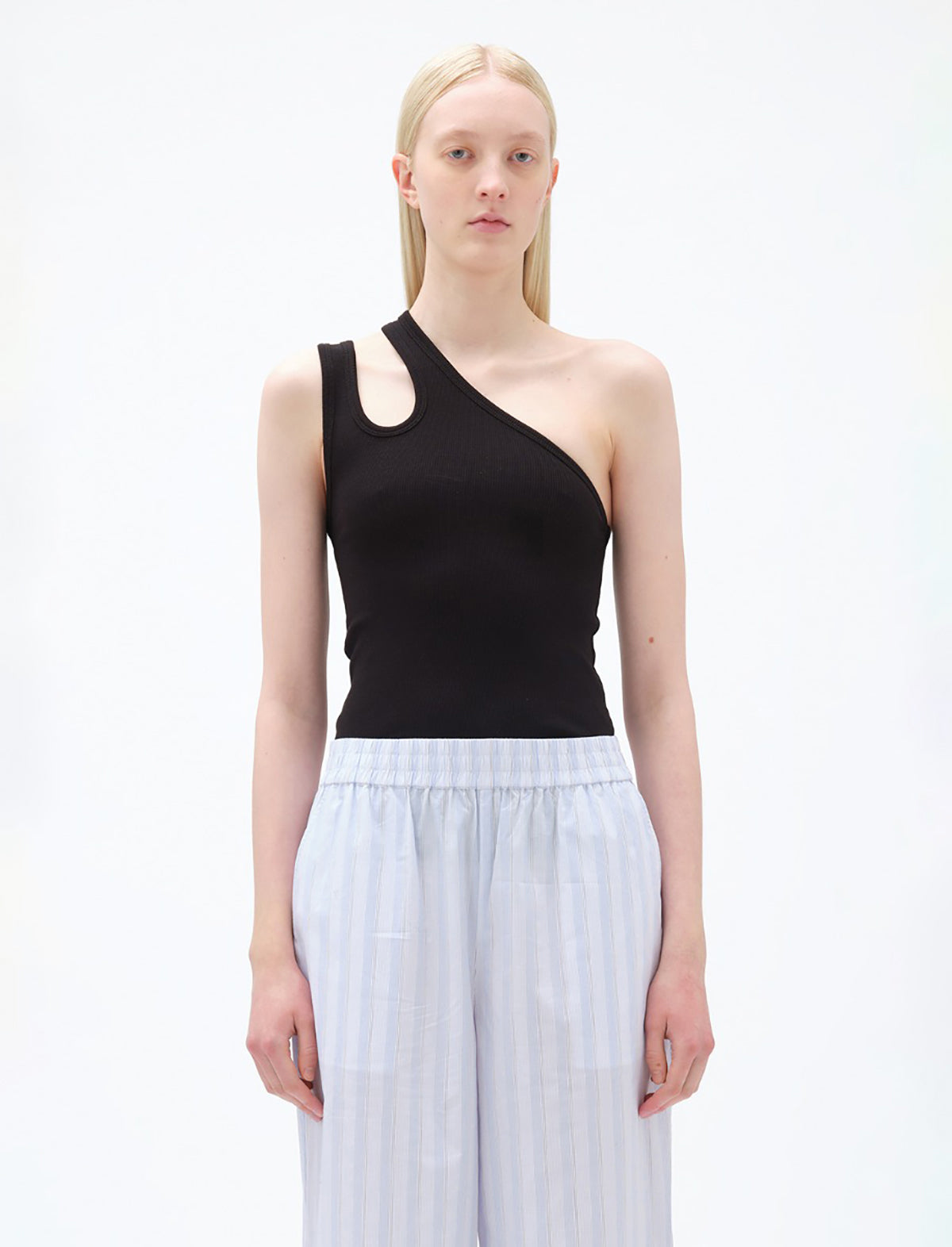 REMAIN Jersey One-Shoulder Top in Black