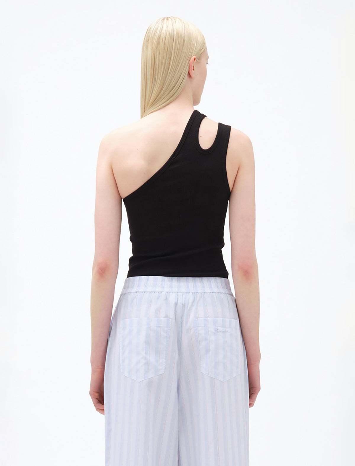 REMAIN Jersey One-Shoulder Top in Black