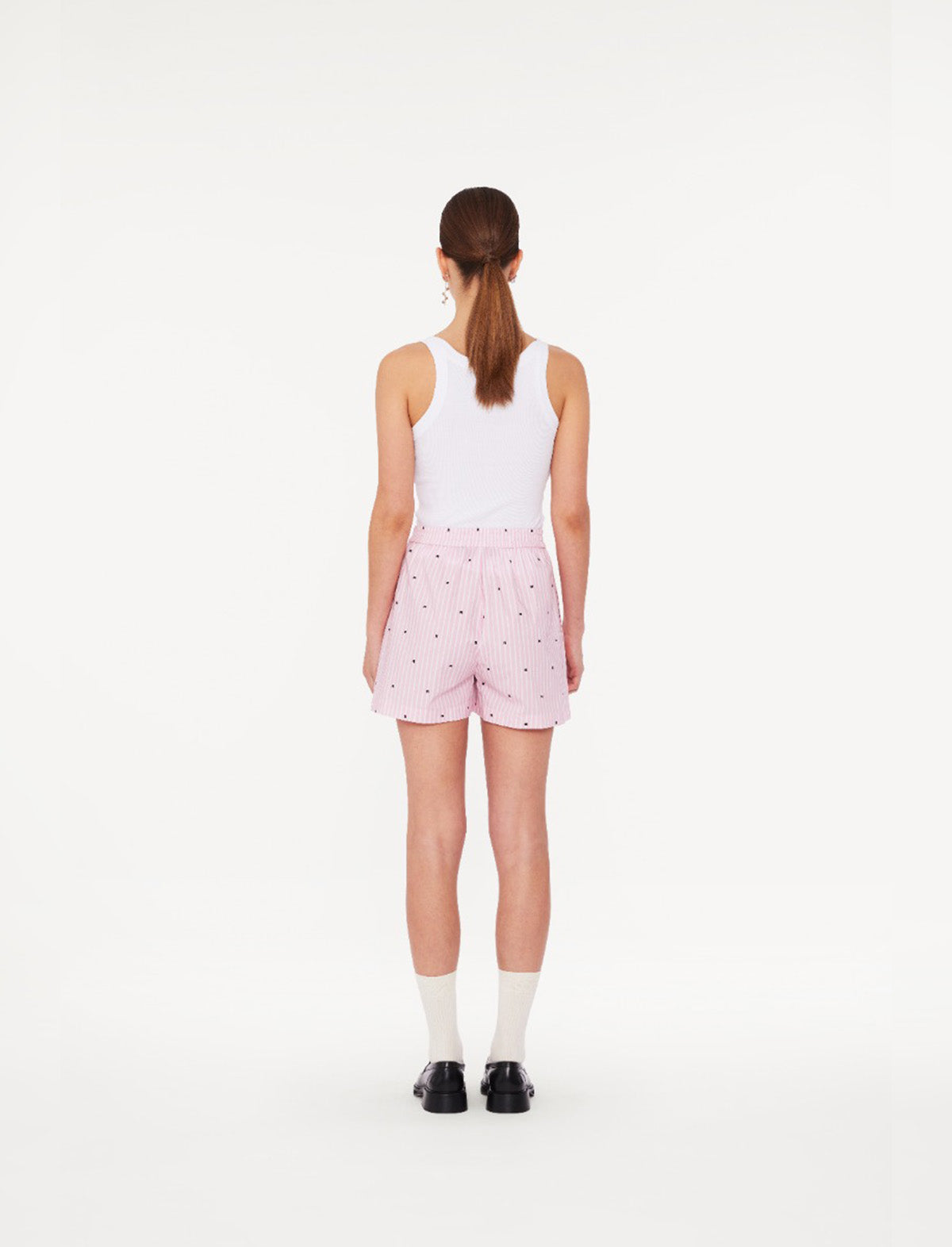 ROTATE SUNDAY 8 Elasticated Shorts In Pink Logo Stripe