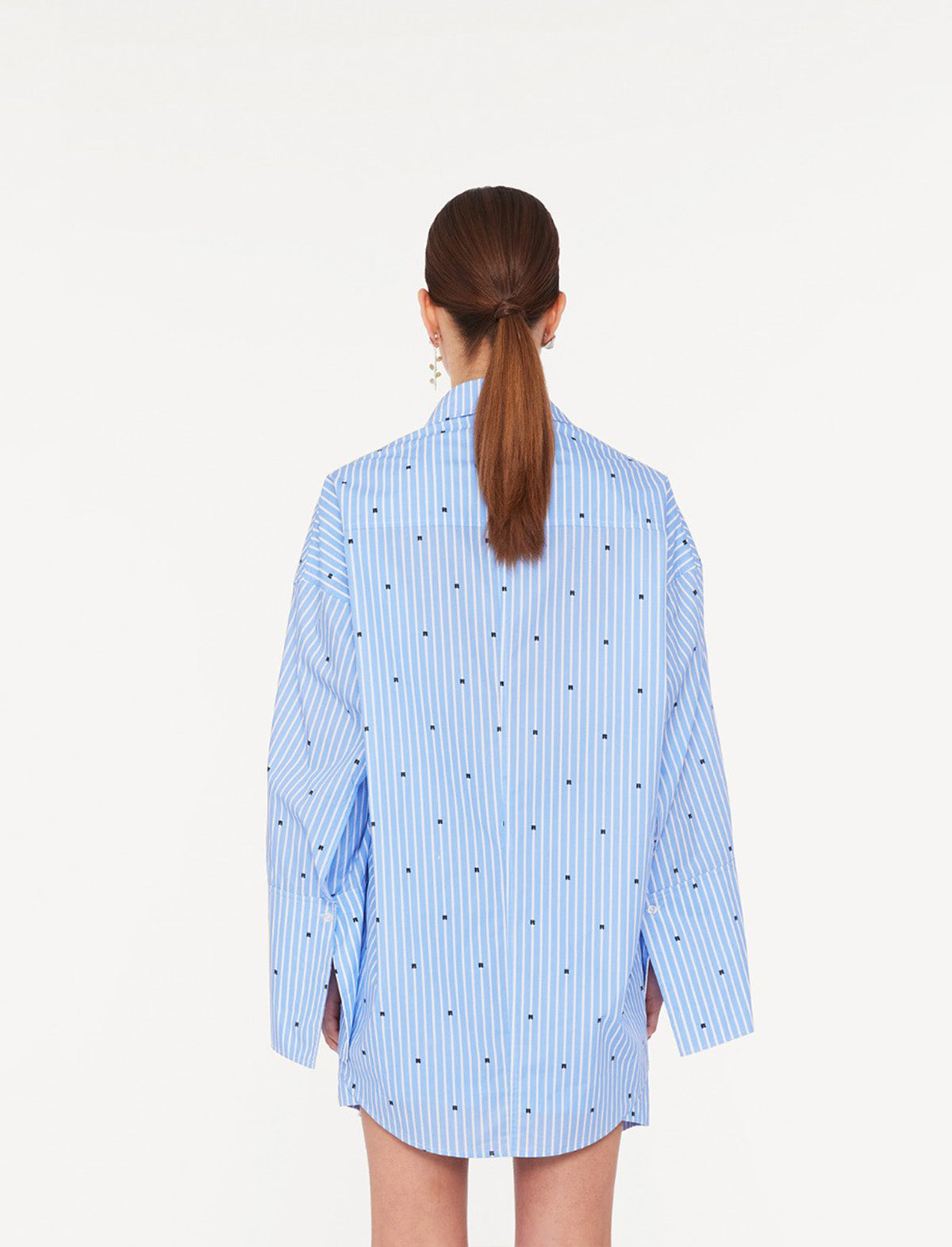 ROTATE SUNDAY 8 Oversized Shirt In Blue Logo Stripe