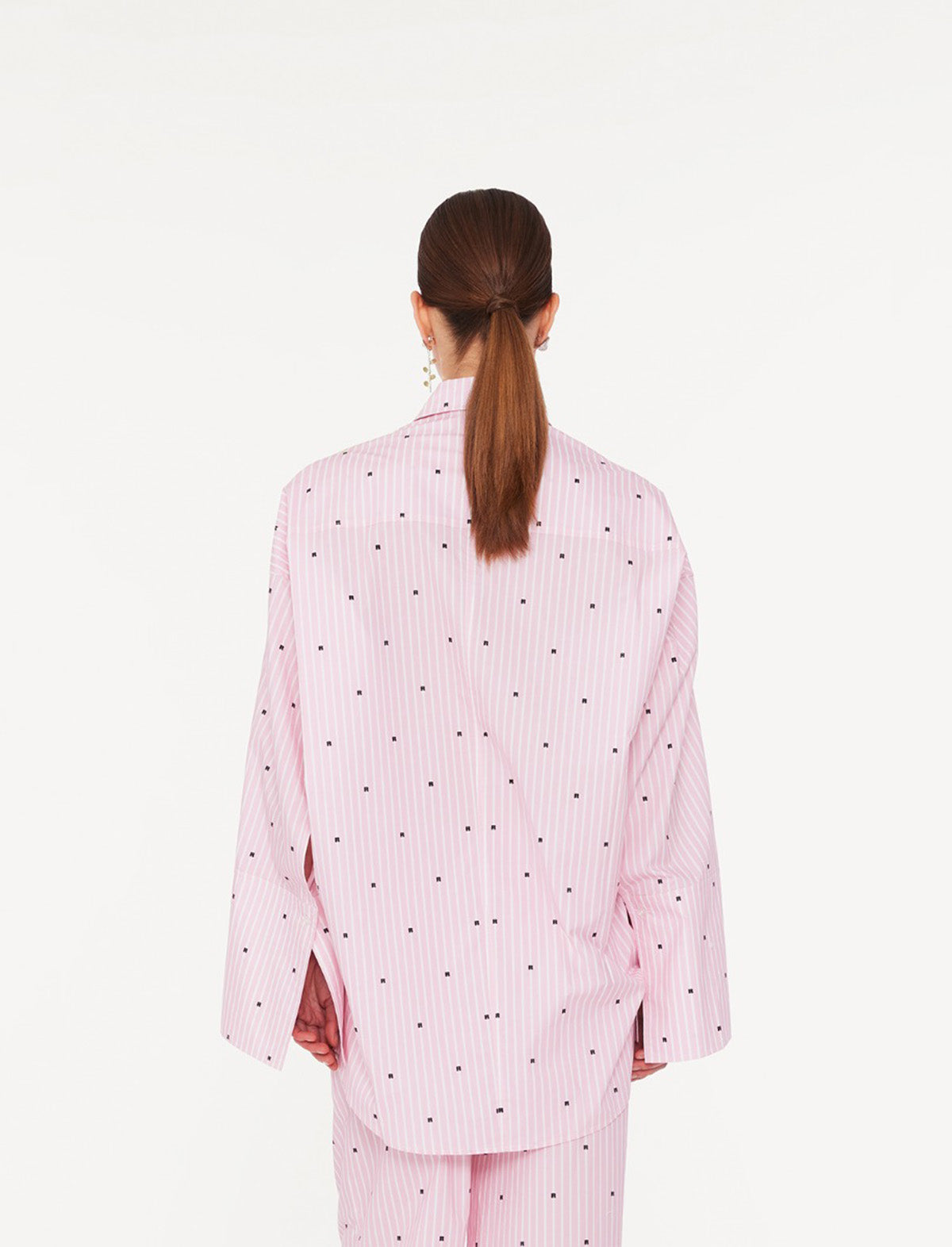 ROTATE SUNDAY 8 Oversized Shirt In Pink Logo Stripe