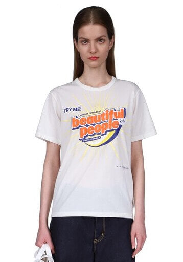 BEAUTIFUL PEOPLE Cotton Graphic T-shirt in Ecru