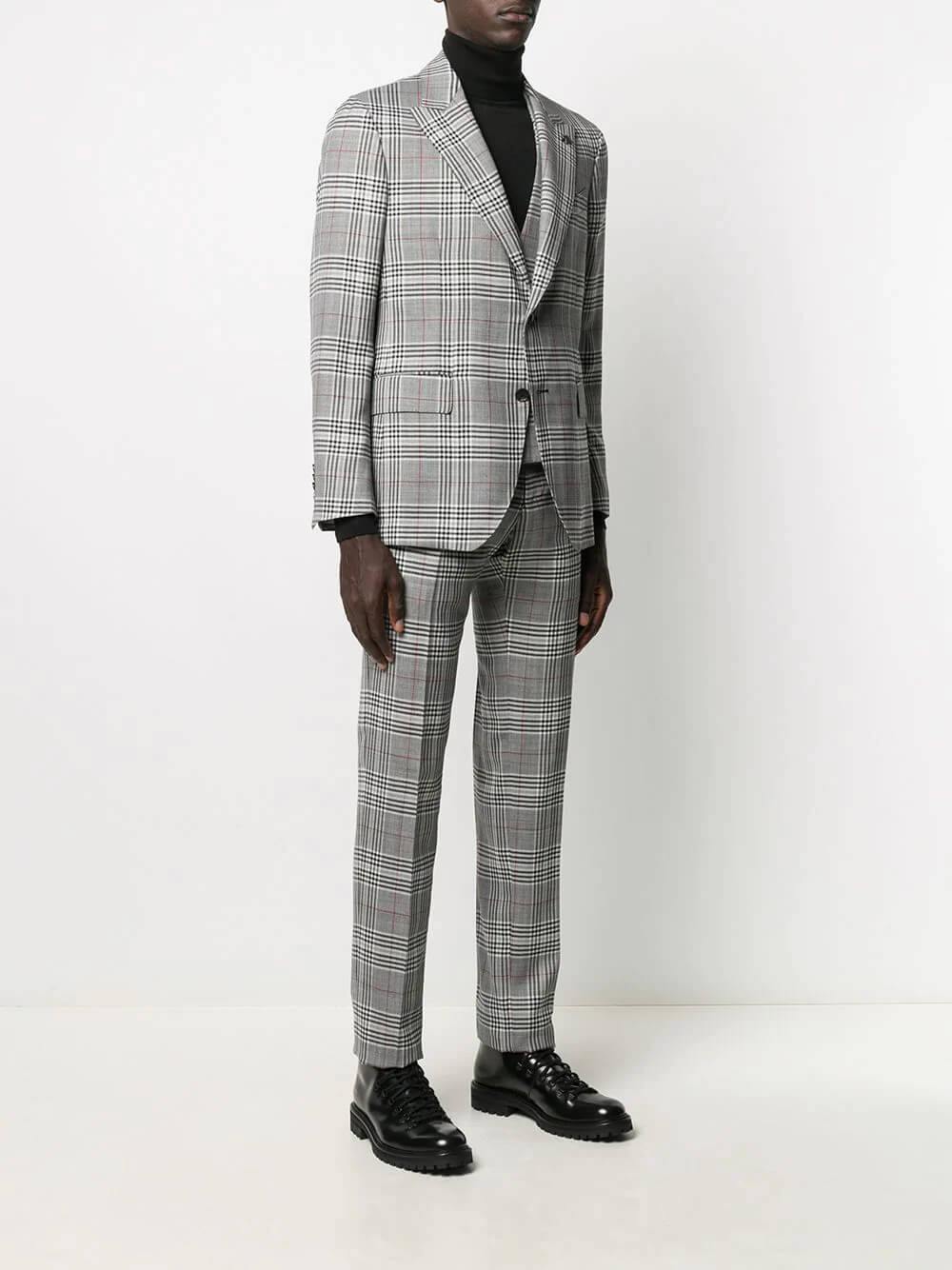 GABRIELE PASINI 2-Piece Wool-Blend Suit in Black and White Glen Checks | CLOSET Singapore