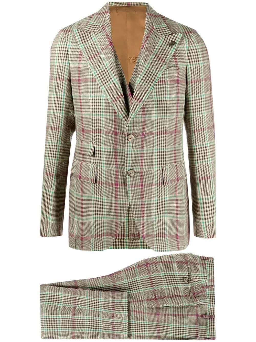 GABRIELE PASINI 3-Piece Suit in Brown Prince of Wales | CLOSET Singapore