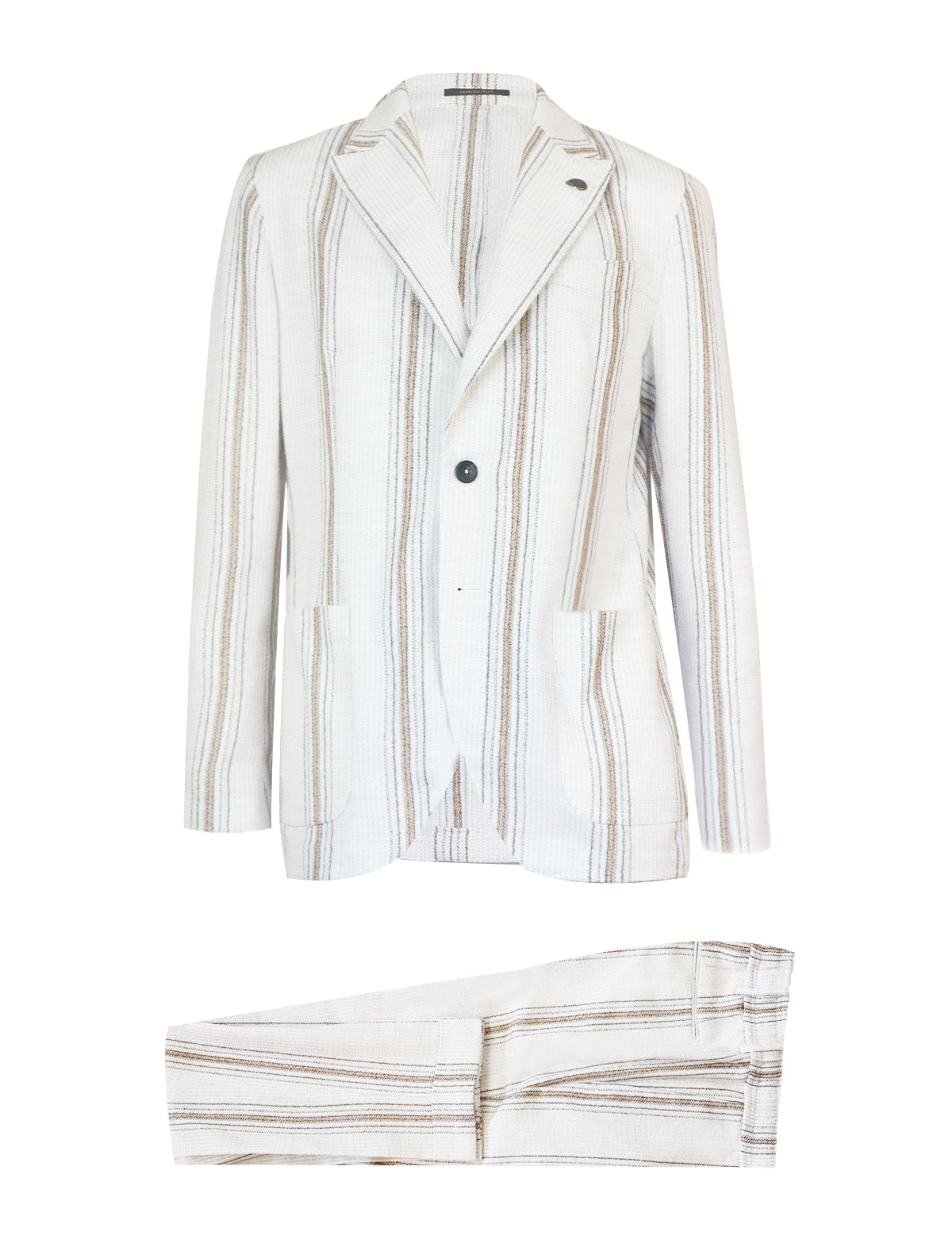 GABRIELE PASINI 2-Piece Suit in White Beige Stripes