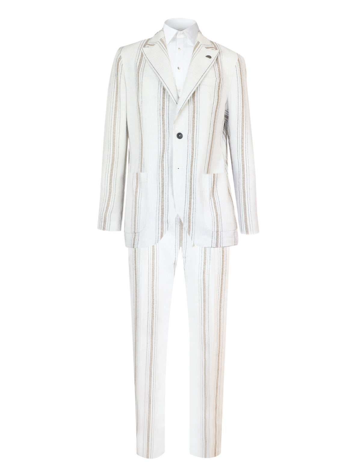 GABRIELE PASINI 2-Piece Suit in White Beige Stripes