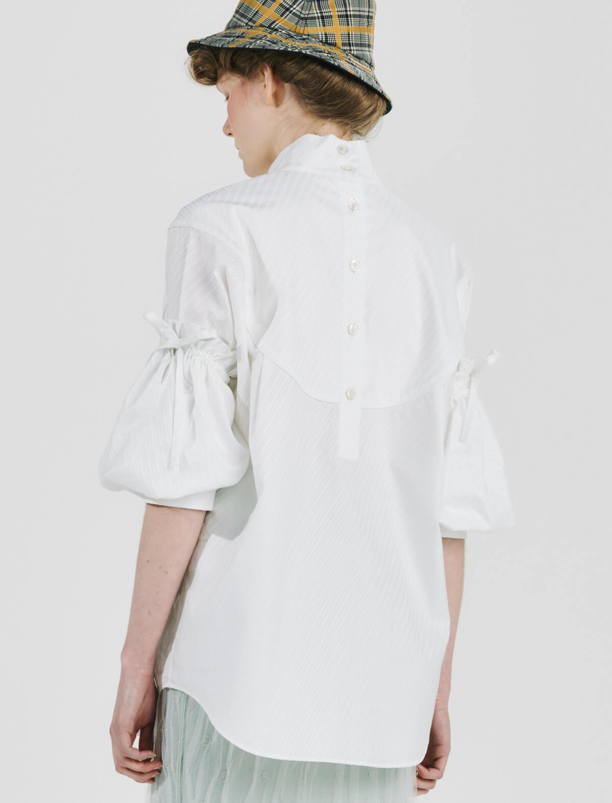 BEAUTIFUL PEOPLE Organic Cotton Striped Shirting Blouse In White | CLOSET Singapore
