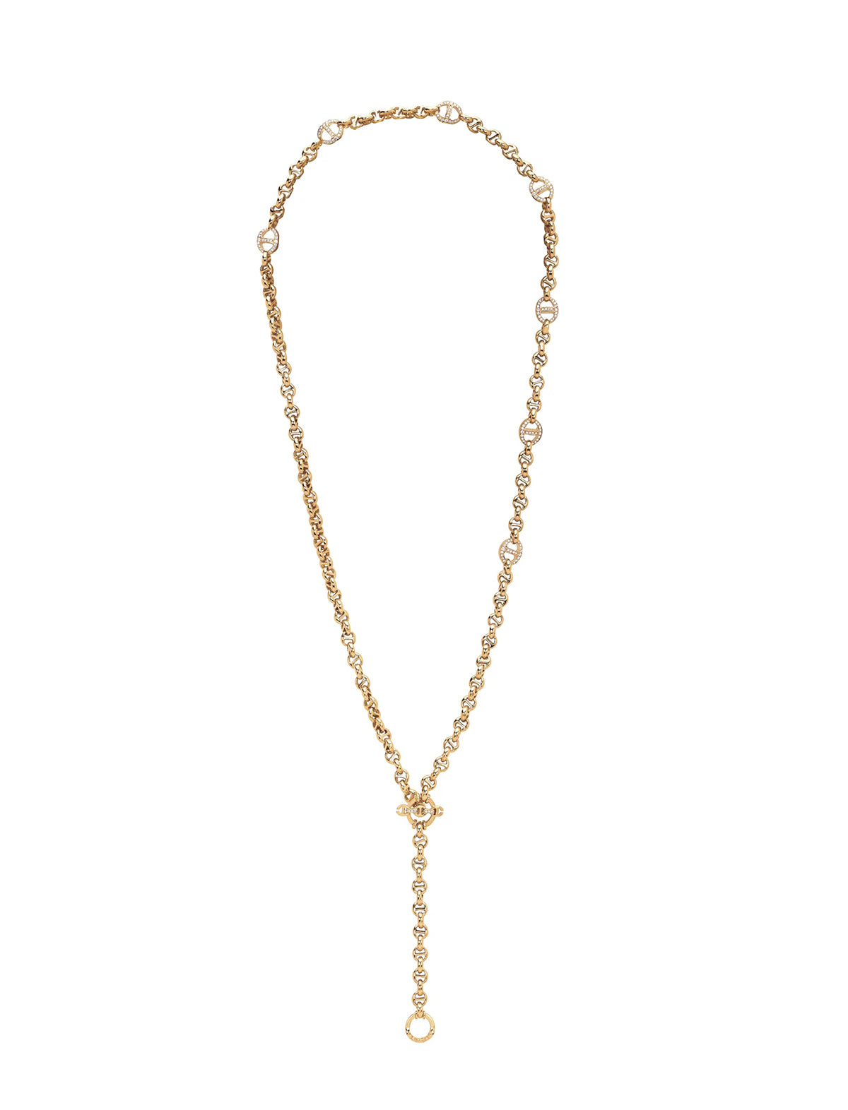 HOORSENBUHS 5mm Open-Link™ Necklace w/ Seven 10mm Links w/ Diamonds 18k Yellow Gold