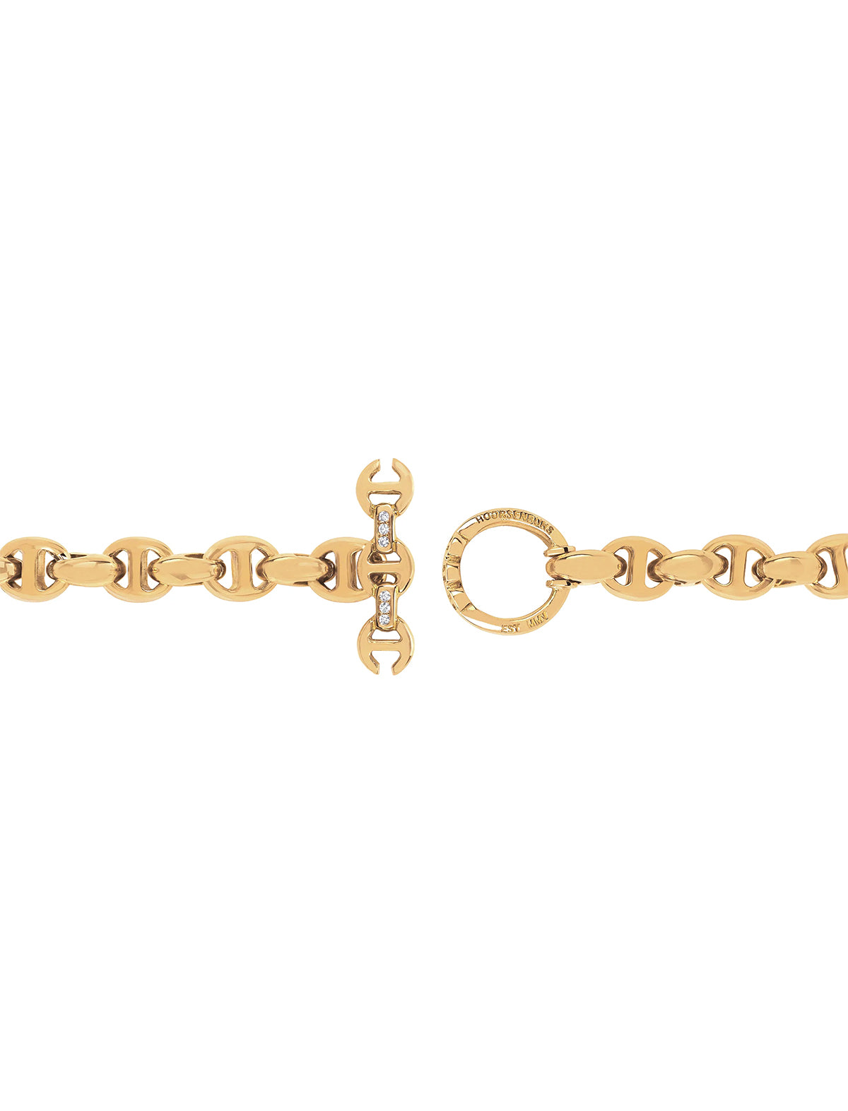 HOORSENBUHS 5mm Open-Link™ Necklace w/ Seven 10mm Links w/ Diamonds 18k Yellow Gold