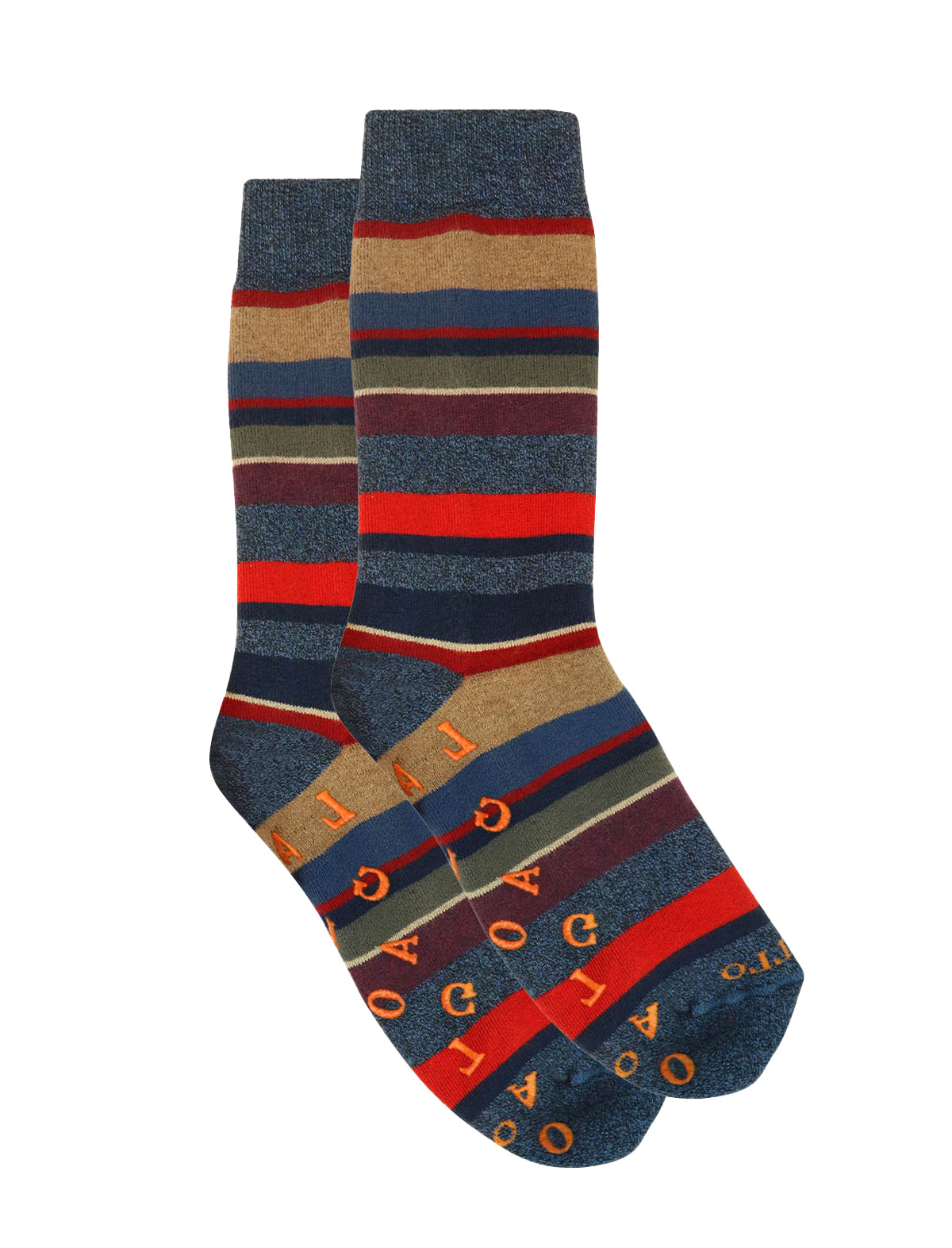 Gallo Socks in Navy w/ Multi-Coloured Striped Print