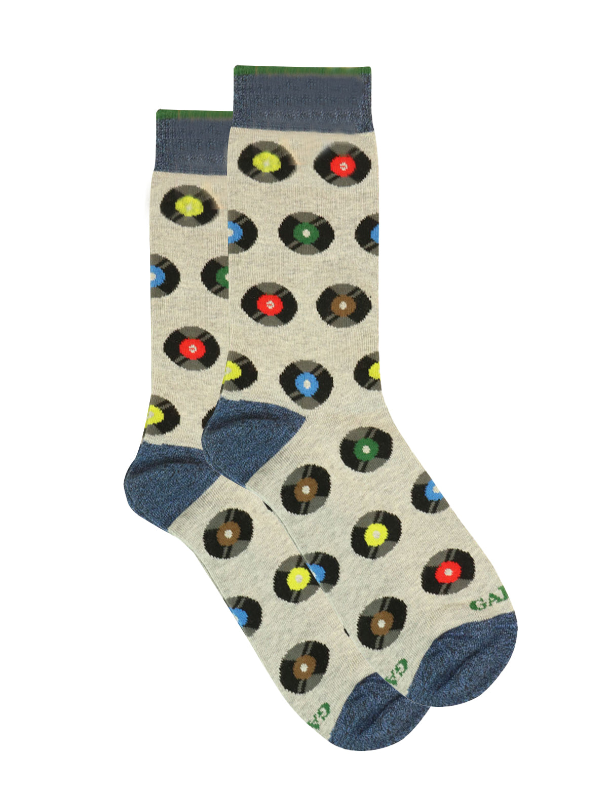 Gallo Socks in Beige w/ Multi-Coloured Disc Print