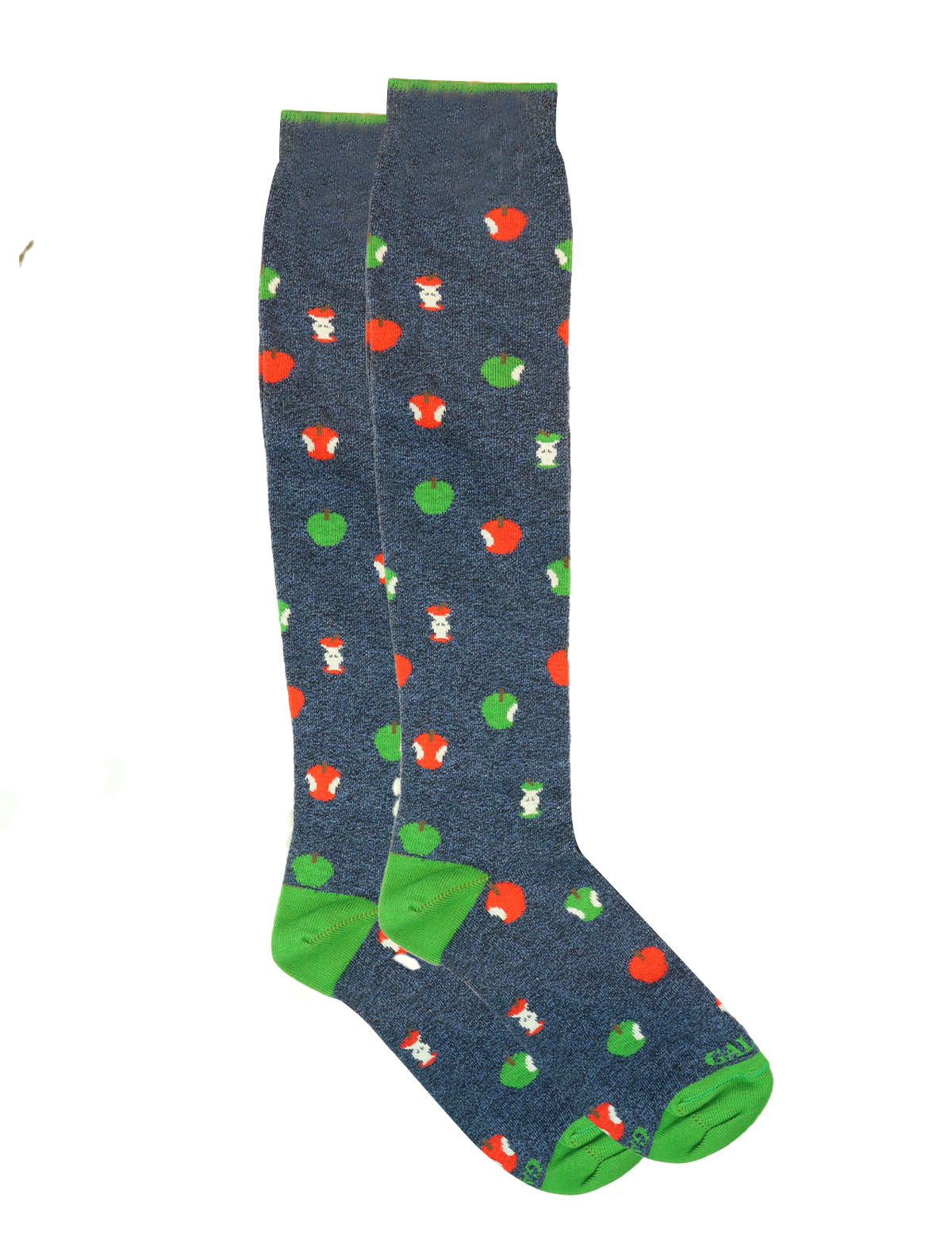 Gallo Long Socks in Blue w/ Apples Print
