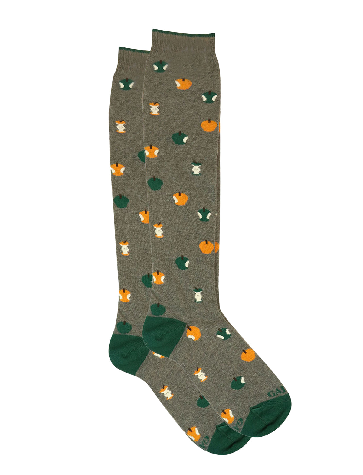 Gallo Long Socks in Grey w/ Apples Print