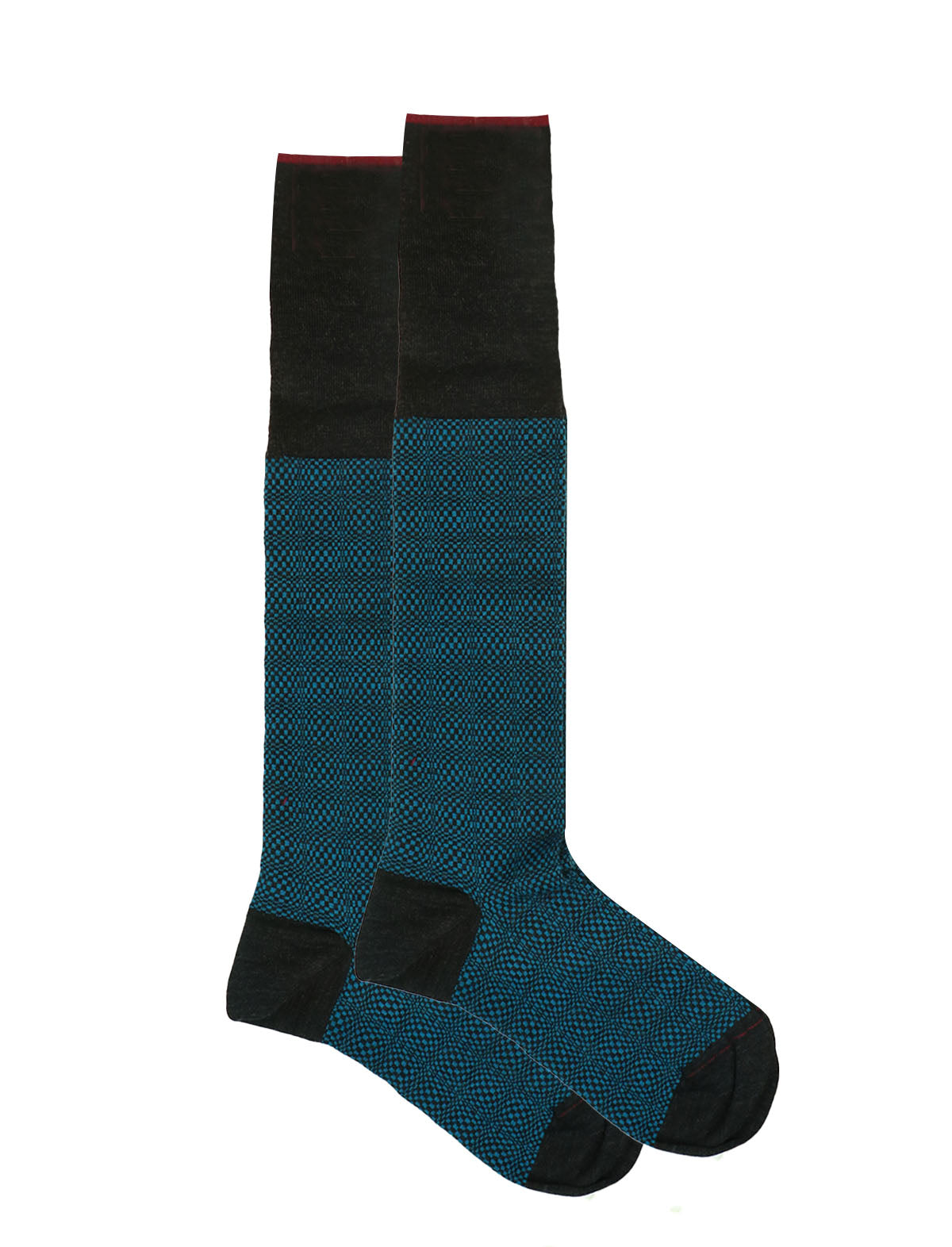 Gallo Long Socks in Black w/ Abstract Blue Print