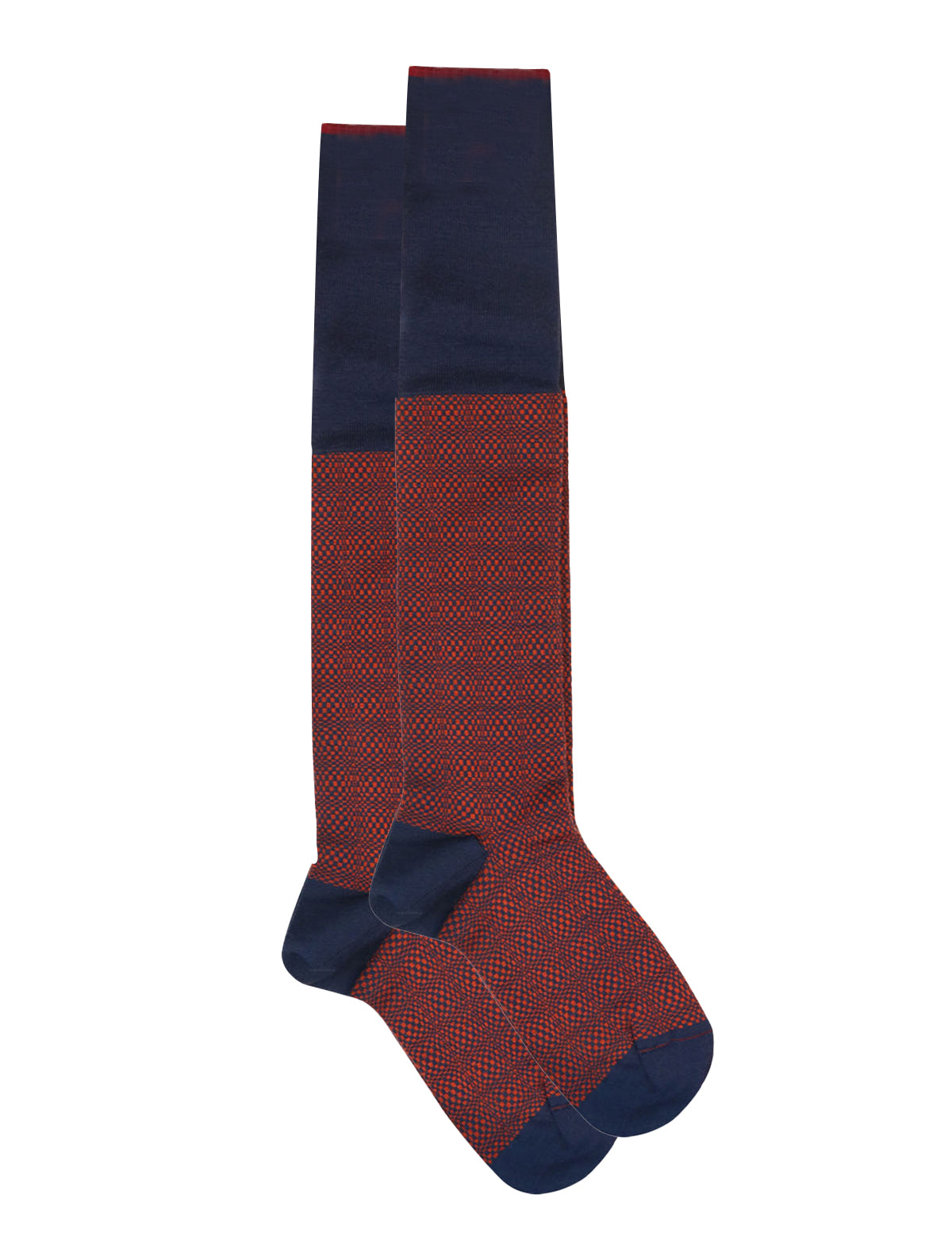 Gallo Long Socks in Navy w/ Abstract Red Print