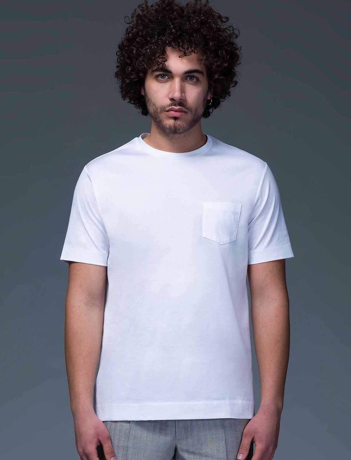 CIRCOLO 1901 Cotton T-Shirt with Front Pocket in White | CLOSET Singapore