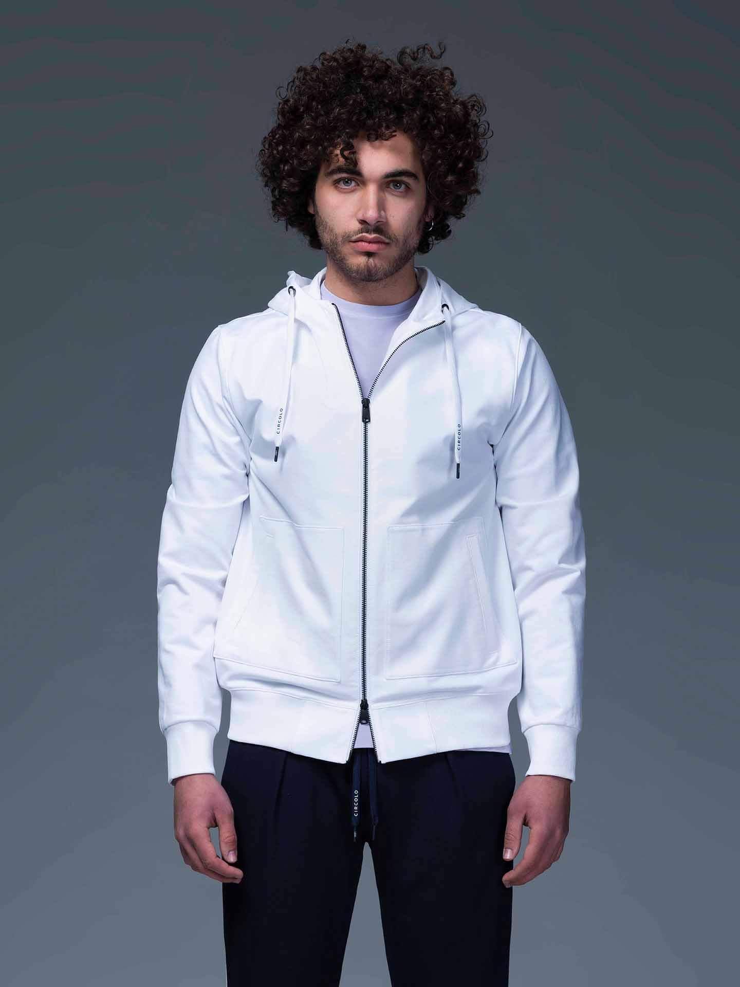 CIRCOLO 1901 Cotton-blend Hoodie Jacket in White | CLOSET Singapore