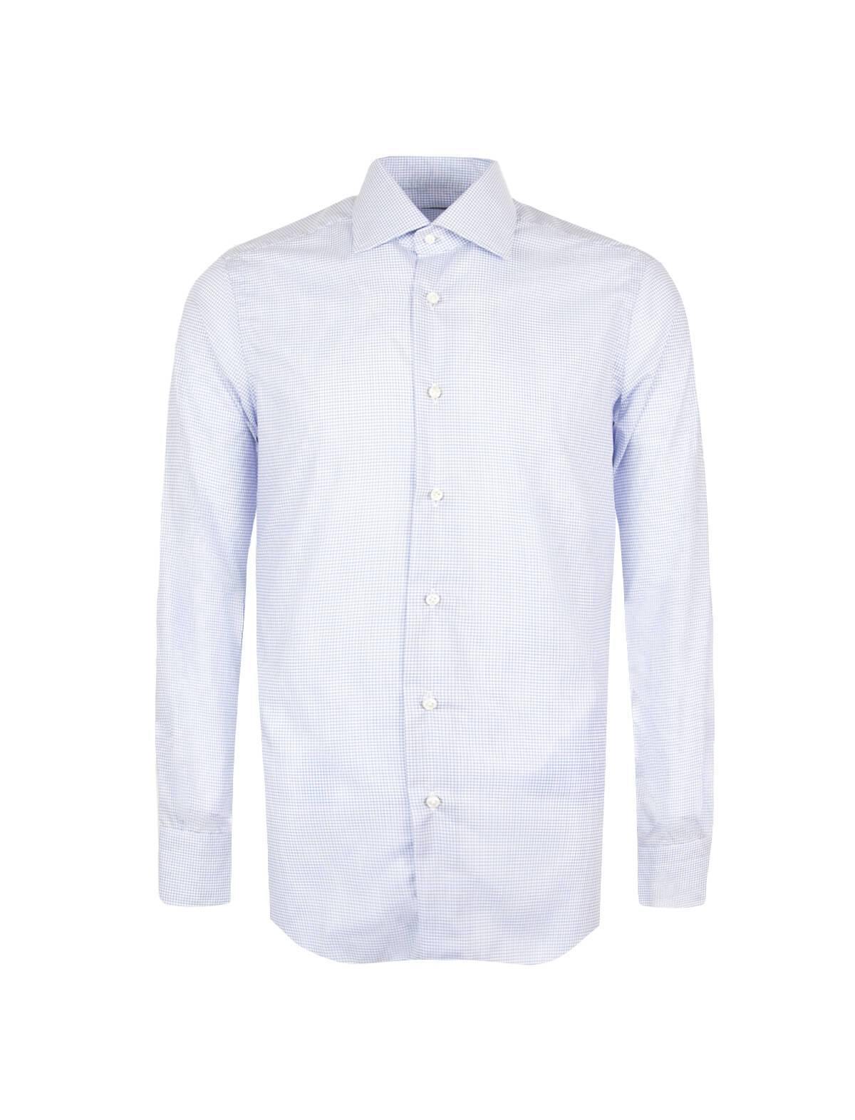 BARBA Journey Wrinkle-Resistant Shirt in White/Light Blue Checks | CLOSET Singapore
