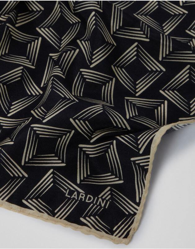 LARDINI Silk Blend Pocket Square in Geometric Print | CLOSET Singapore