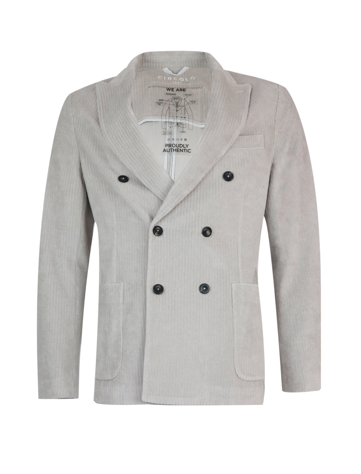 CIRCOLO 1901 Double-Breasted Corduroy Blazer in Platinum Grey
