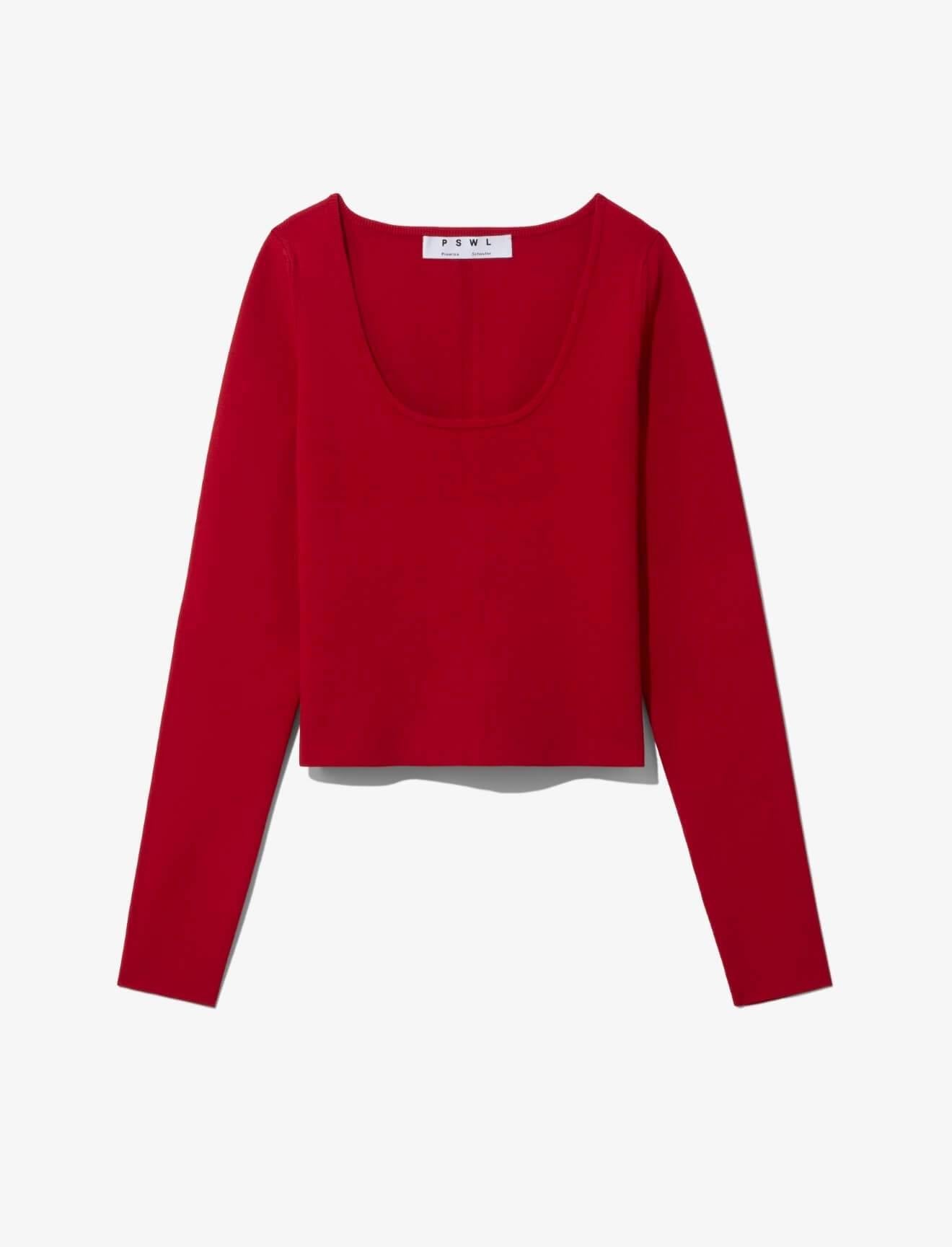 PROENZA SCHOULER WHITE LABEL Knit Scoop Neck Top In Scarlet | CLOSET Singapore