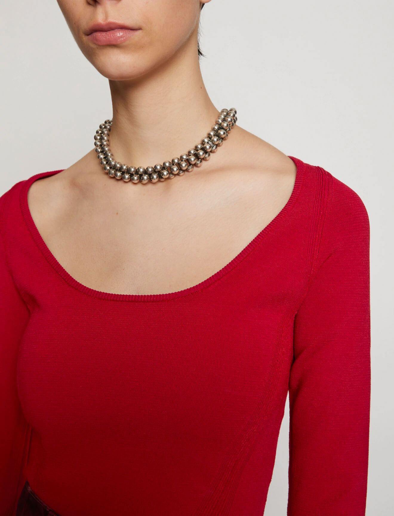 PROENZA SCHOULER WHITE LABEL Knit Scoop Neck Top In Scarlet | CLOSET Singapore