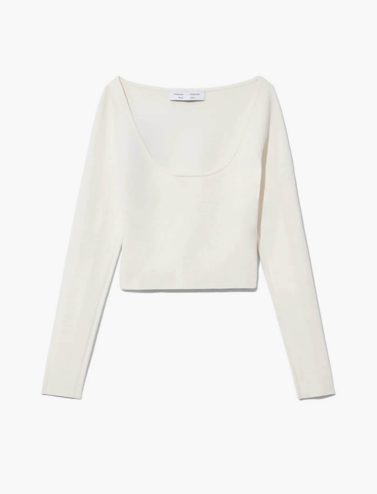 Compact Knit Scoop Neck Top In Off White | CLOSET Singapore