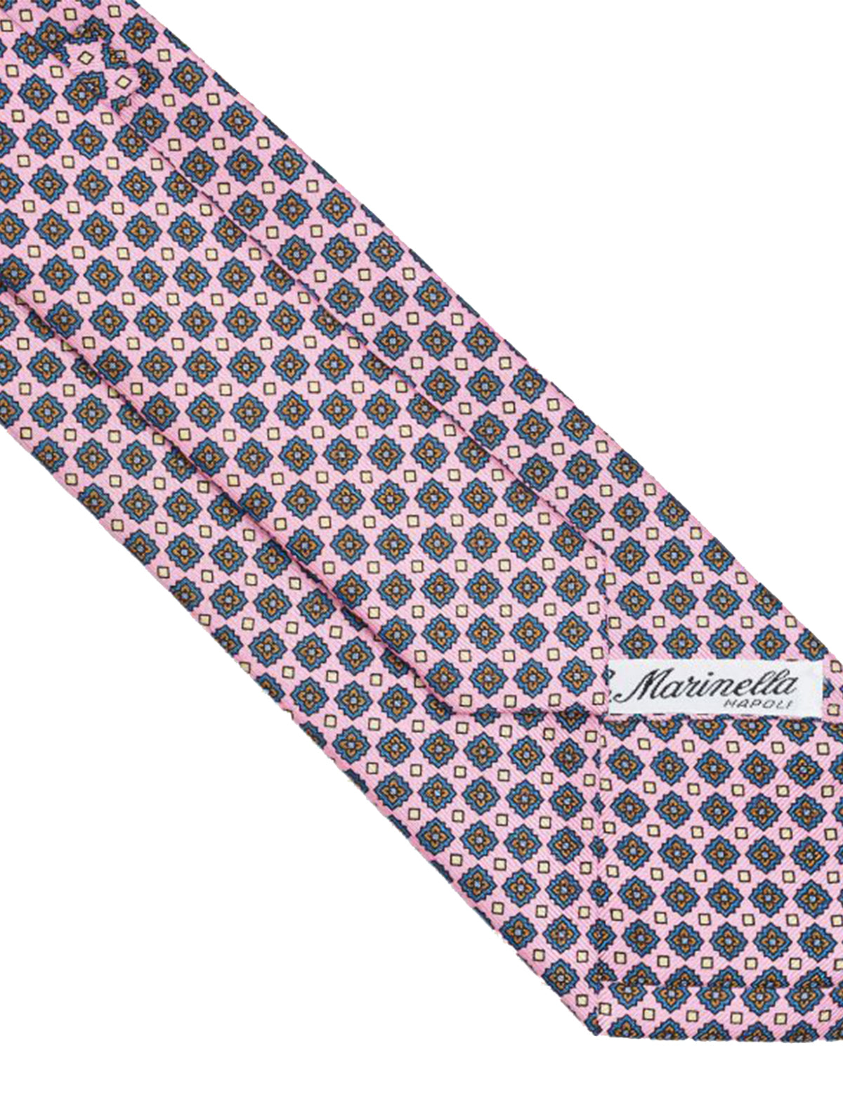 E.Marinella Hand-Printed Silk Tie in Light Pink