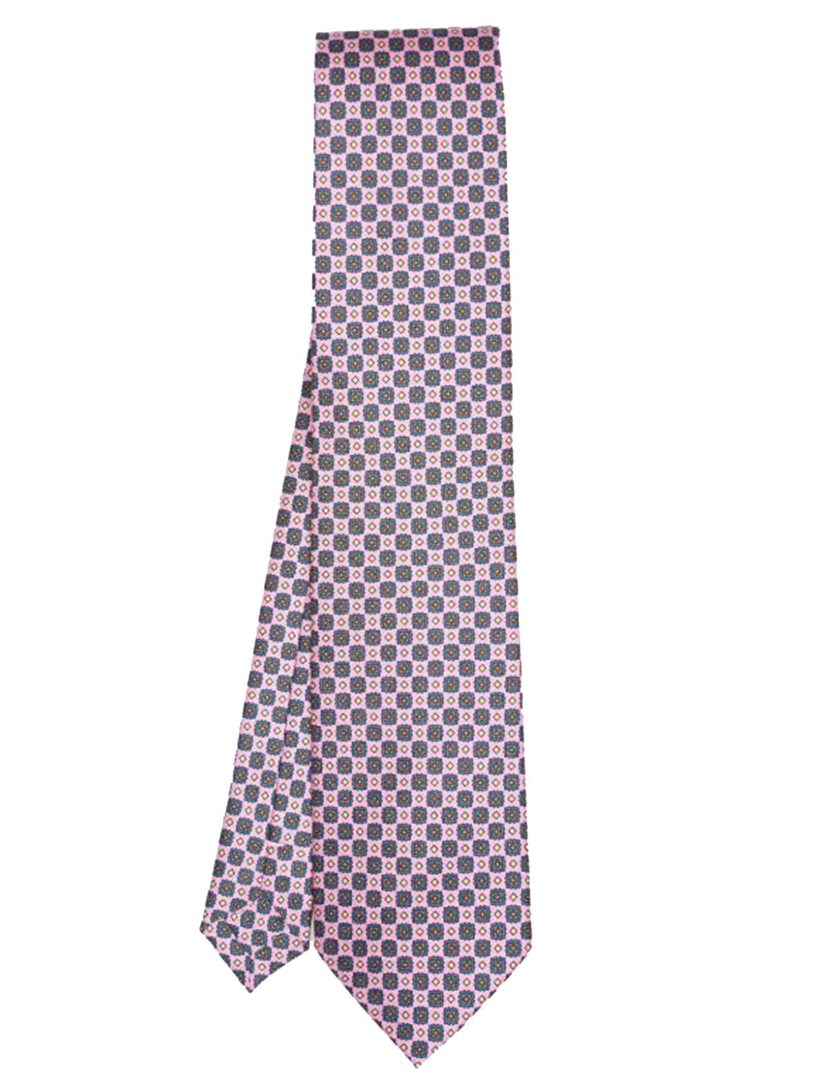 E.Marinella Hand-Printed Silk Tie in Light Pink