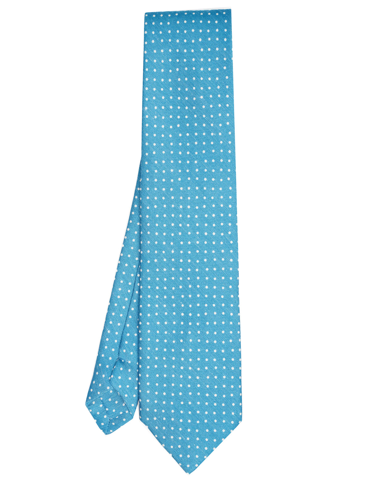 E.Marinella Dotted Linen Tie in Bright Blue