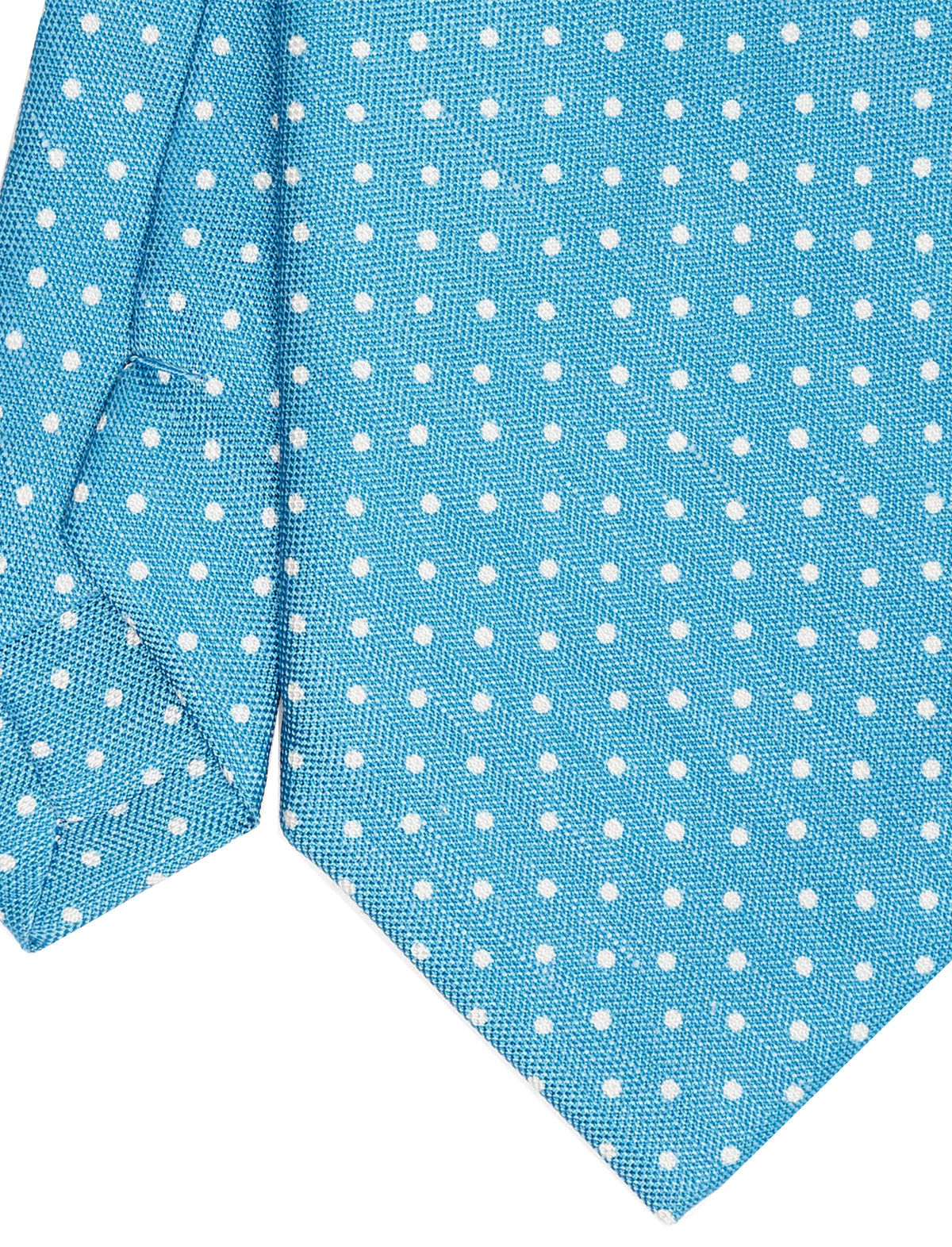 E.Marinella Dotted Linen Tie in Bright Blue