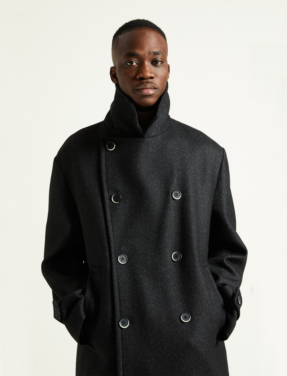 BARENA VENEZIA Speckled Martingale Wool-Blend Coat in Black