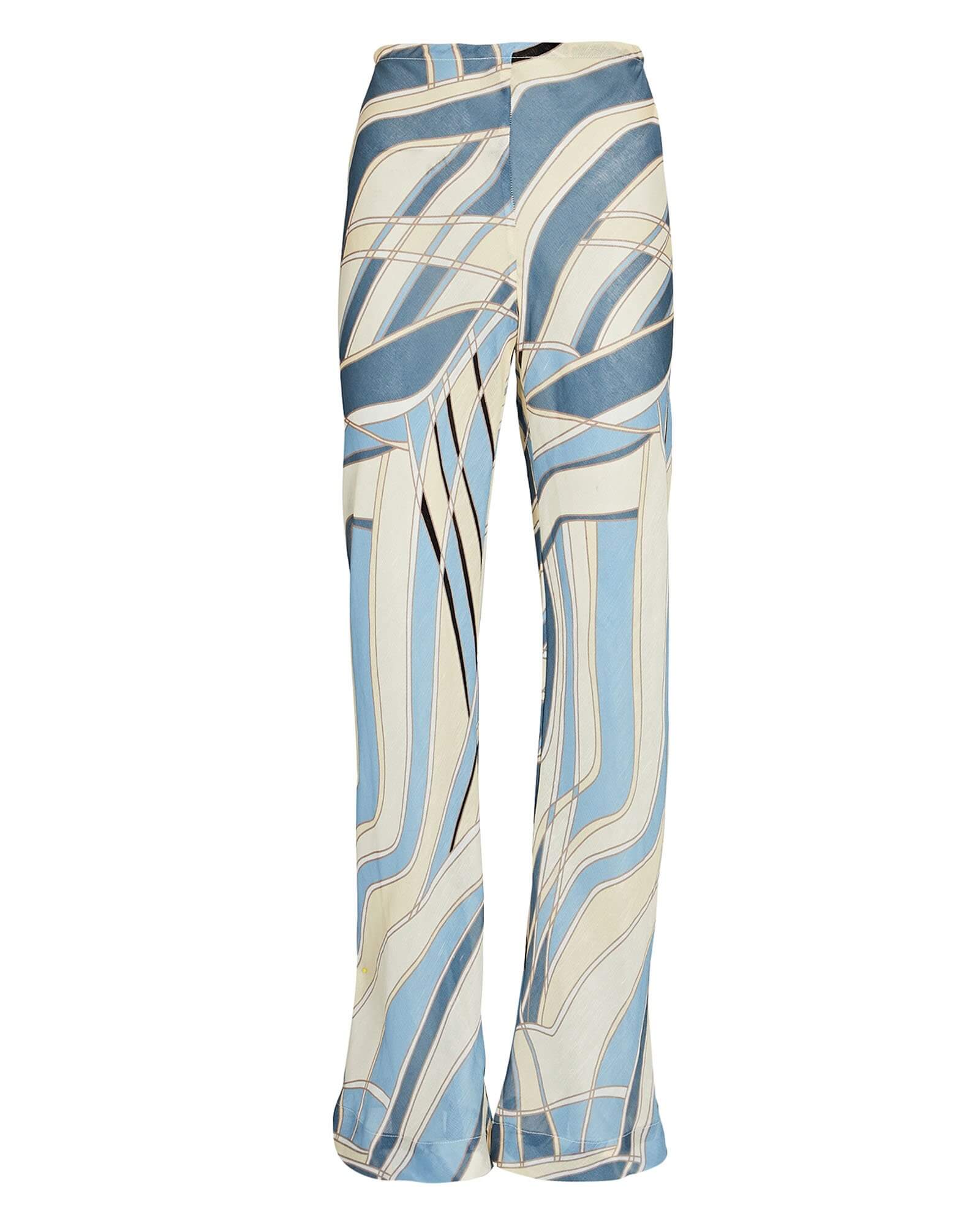 CULT GAIA Kersti Silk Blend Pants in Blue Wave
