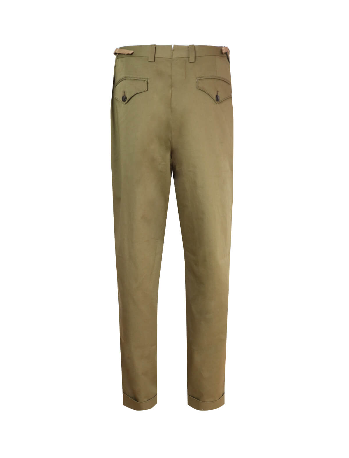CARUSO Sartorial Work Cotton Blend Pants in Khaki Green