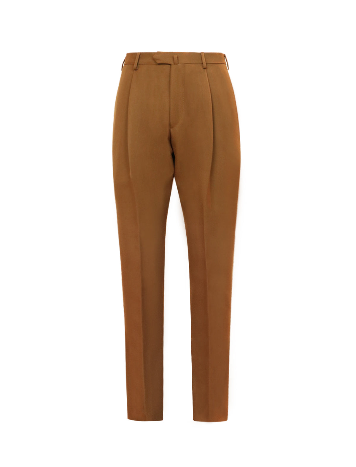 CARUSO Wool Blend Trousers in Brown CLOSET Singapore